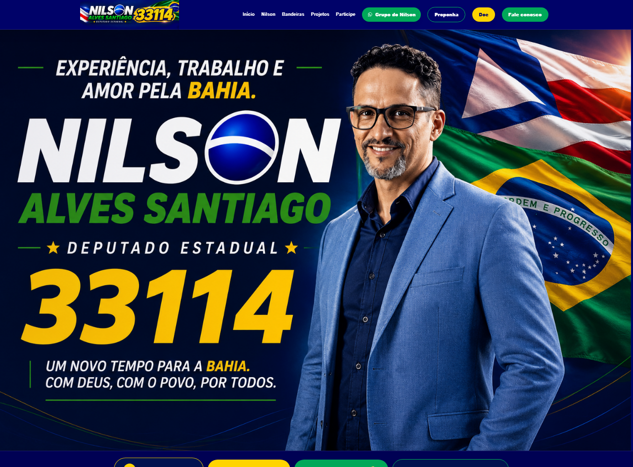 Página inicial do projeto institucional Nilson Deputado